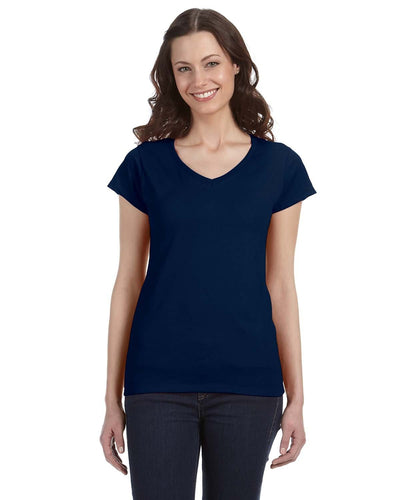 Gildan Ladies SoftStyle V-Neck T-Shirt G64VL | Navy - Front