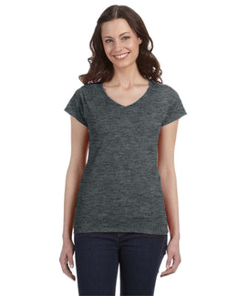 Gildan Ladies SoftStyle V-Neck T-Shirt G64VL | Dark Heather - Front