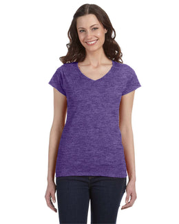 Gildan Ladies SoftStyle V-Neck T-Shirt G64VL | Heather Purple - Front