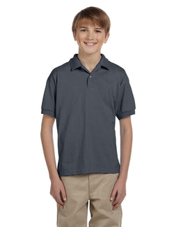 Gildan DryBlend Youth 50/50 Jersey Polo Shirt G880B | Dark Heather - Front