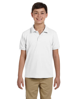 Gildan Youth DryBlend Pique Polo Shirt G948B | White - Front