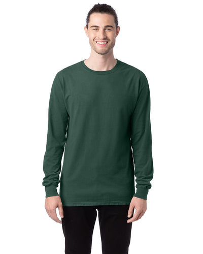 ComfortWash by Hanes Unisex 100% Ringspun Cotton Long Sleeve T-Shirt GDH200 | Field Green - Front