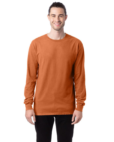 ComfortWash by Hanes Unisex 100% Ringspun Cotton Long Sleeve T-Shirt GDH200 | Texas Orange - Front