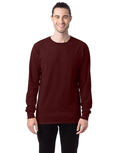 ComfortWash by Hanes Unisex 100% Ringspun Cotton Long Sleeve T-Shirt GDH200 | Maroon - Front