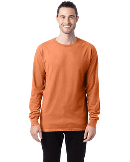 ComfortWash by Hanes Unisex 100% Ringspun Cotton Long Sleeve T-Shirt GDH200 | Horizon Orange - Front