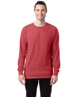 ComfortWash by Hanes Unisex 100% Ringspun Cotton Long Sleeve T-Shirt GDH200 | Crimson Fall - Front