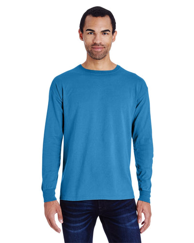ComfortWash by Hanes Unisex 100% Ringspun Cotton Long Sleeve T-Shirt GDH200 | Summer Sky Blue - Front