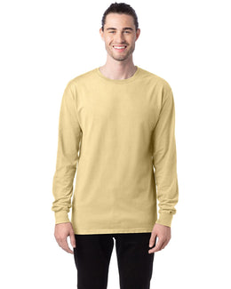 ComfortWash by Hanes Unisex 100% Ringspun Cotton Long Sleeve T-Shirt GDH200 | Summer Sqsh Ylw - Front