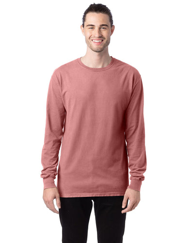 ComfortWash by Hanes Unisex 100% Ringspun Cotton Long Sleeve T-Shirt GDH200 | Mauve - Front