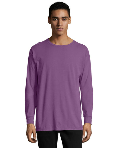 ComfortWash by Hanes Unisex 100% Ringspun Cotton Long Sleeve T-Shirt GDH200 | Purple Plm Raisn - Front