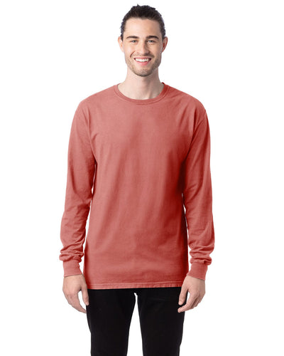 ComfortWash by Hanes Unisex 100% Ringspun Cotton Long Sleeve T-Shirt GDH200 | Nantucket Red - Front
