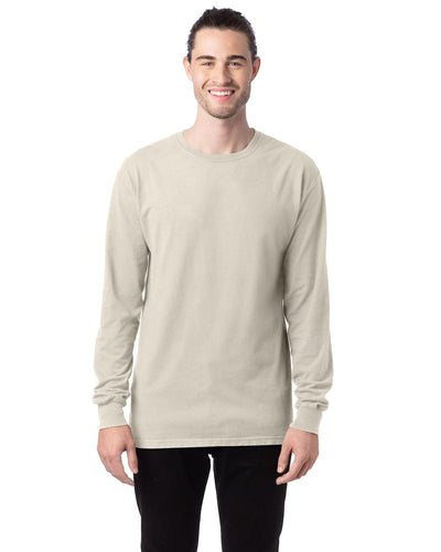 ComfortWash by Hanes Unisex 100% Ringspun Cotton Long Sleeve T-Shirt GDH200 | Parchment - Front