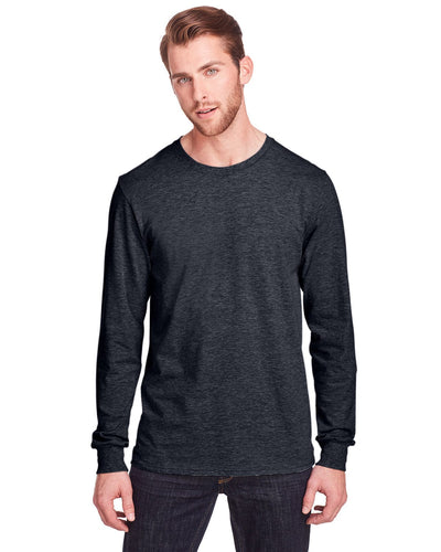 Fruit of the Loom Adult ICONIC Long Sleeve T-Shirt IC47LSR | Black Ink Heathr - Front