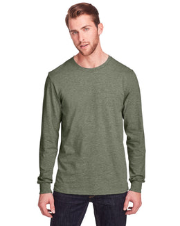 Fruit of the Loom Adult ICONIC Long Sleeve T-Shirt IC47LSR | Military Grn Hth - Front