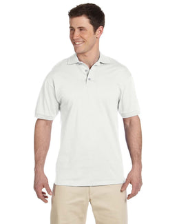Jerzees Cotton Jersey Knit Polo Shirt J100 | White - Front