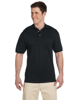 Jerzees Cotton Jersey Knit Polo Shirt J100 | Black - Front