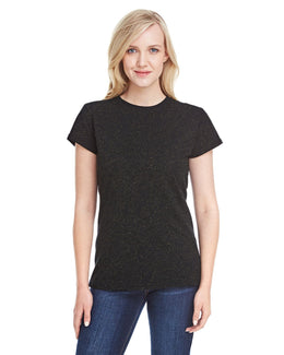 J America Ladies Glitter T-Shirt JA8138 | Black/ Gld Glttr - Front