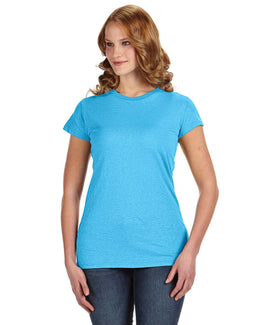 J America Ladies Glitter T-Shirt JA8138 | Maui Blue - Front