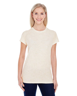 J America Ladies Glitter T-Shirt JA8138 | Pearl/ Gld Glter - Front