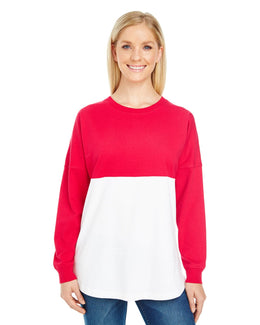 J America Adult Game Day Jersey JA8229 | Red/ Wht Block - Front