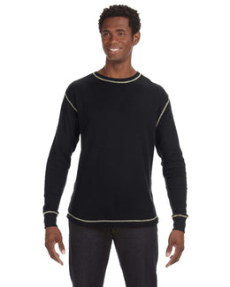 J America Vintage Long Sleeve Thermal T-Shirt JA8238 | Black/ Vint  Wht - Front