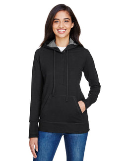 J America Ladies Omega Stretch Snap-Placket Hood JA8431 | Black - Front