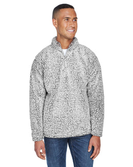J America Adult Epic Sherpa Quarter-Zip JA8454 | Black Heather - Front