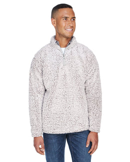 J America Adult Epic Sherpa Quarter-Zip JA8454 | Oatmeal Heather - Front