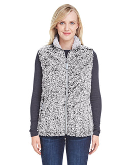 J America Ladies Epic Sherpa Vest JA8456 | Black Heather - Front