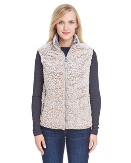 J America Ladies Epic Sherpa Vest JA8456 | Oatmeal Heather - Front
