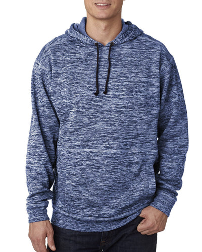 J America Adult Cosmic Poly Fleece Hood JA8613 | Navy Fleck - Front