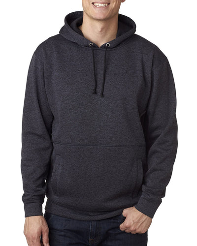 J America Adult Cosmic Poly Fleece Hood JA8613 | Onyx Fleck - Front