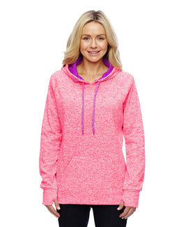 J America Ladies Cosmic Contrast Fleece Hood JA8616 | Fre Crl Flk/ Mag - Front