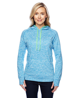 J America Ladies Cosmic Contrast Fleece Hood JA8616 | El Blu Flk/ N Gr - Front