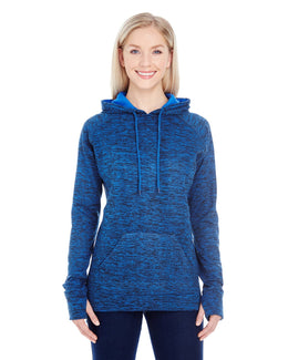 J America Ladies Cosmic Contrast Fleece Hood JA8616 | Royal Flk/ Royal - Front