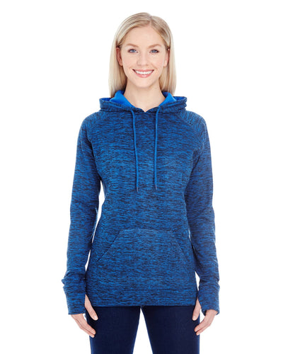 J America Ladies Cosmic Contrast Fleece Hood JA8616 | Royal Flk/ Royal - Front