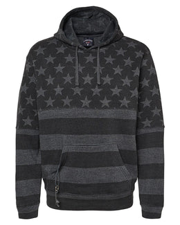 J America Tailgate Fleece Pullover Hoodie JA8815 | Blk Star Stripes - Front