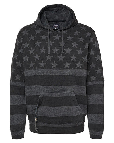 J America Tailgate Fleece Pullover Hoodie JA8815 | Blk Star Stripes - Front