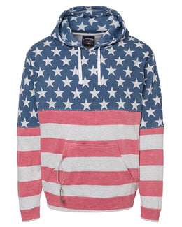 J America Tailgate Fleece Pullover Hoodie JA8815 | Stars And Strpes - Front