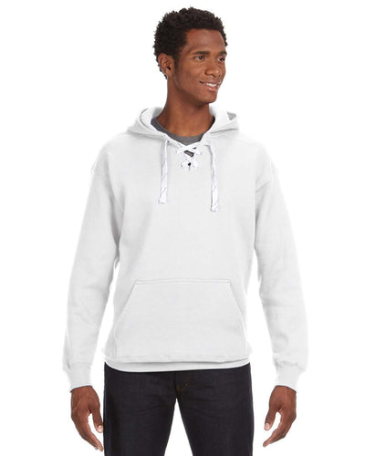J America Adult Sport Lace Hooded Sweatshirt JA8830 | White - Front