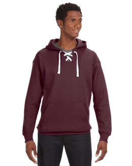 J America Adult Sport Lace Hooded Sweatshirt JA8830 | Maroon - Front