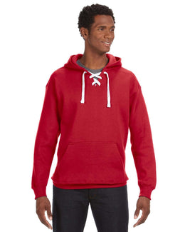 J America Adult Sport Lace Hooded Sweatshirt JA8830 | Red - Front