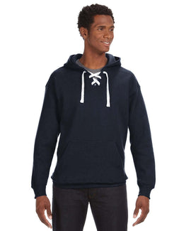 J America Adult Sport Lace Hooded Sweatshirt JA8830 | Navy - Front