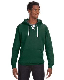 J America Adult Sport Lace Hooded Sweatshirt JA8830 | Forest Green - Front