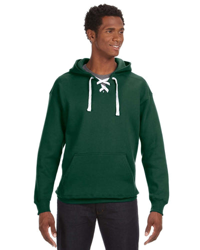 J America Adult Sport Lace Hooded Sweatshirt JA8830 | Forest Green - Front