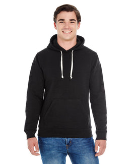 J America Unisex Triblend Pullover Hoodie JA8871 | Solid Blk Trblnd - Front