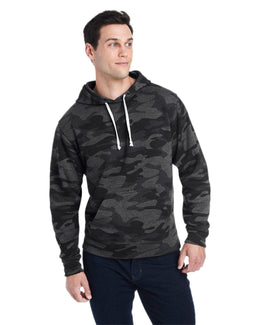 J America Unisex Triblend Pullover Hoodie JA8871 | Blk Camo Trblnd - Front