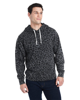 J America Unisex Triblend Pullover Hoodie JA8871 | Blk Leopard Trbl - Front
