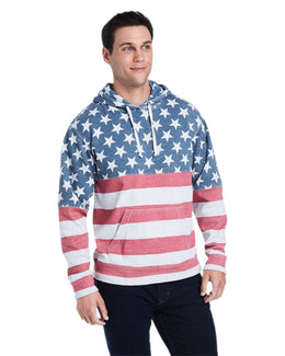 J America Unisex Triblend Pullover Hoodie JA8871 | Star Strp Trbln - Front