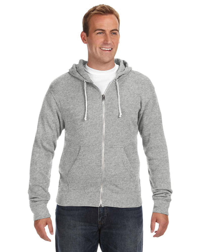 J America Triblend Full-Zip Fleece Hoodie JA8872 | Grey Triblend - Front